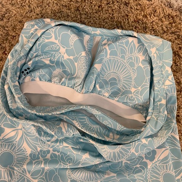 Title Nine Cirque De La Vie Blue Floral Strappy Criss Cross Back Dress Twiggy - Picture 11 of 13